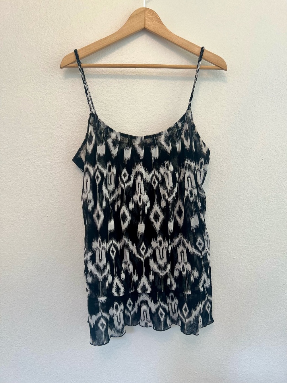 INC International Concepts Black and White Nylon Cami Blouse Size XL